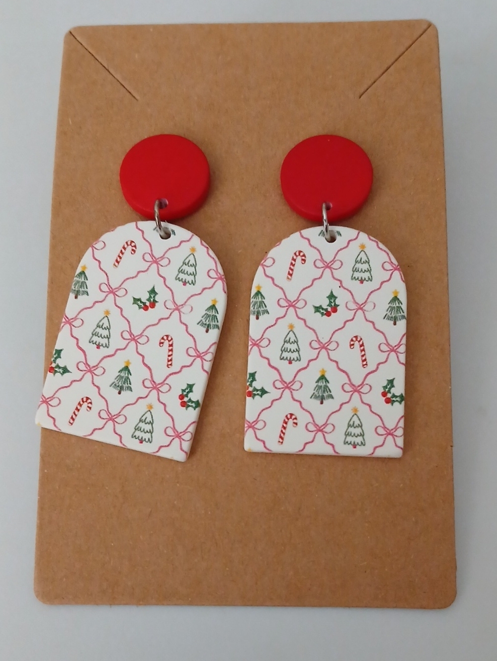 Fashion Jewelry Red and White Holiday Dangle Earrings